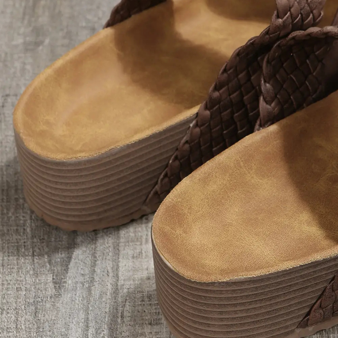 Sophia – PU Leather Slip-On Sandals