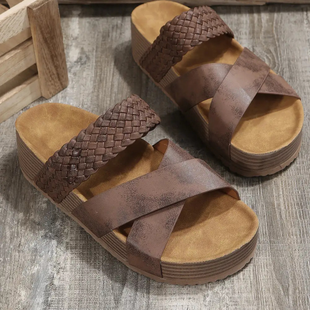Sophia – PU Leather Slip-On Sandals