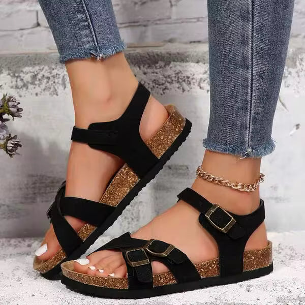 Women's Adjustable Buckle Sandals - Comfy Footbed Slides & Durable For Outdoor Activities