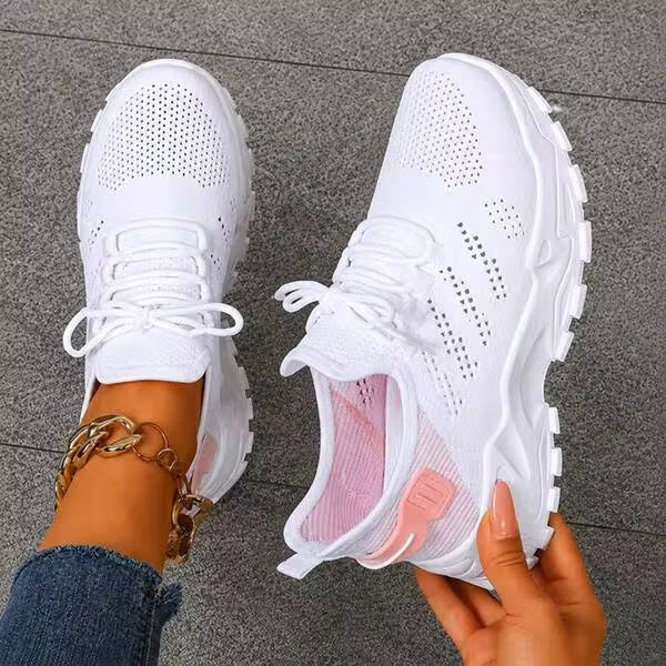 Lightweight Breathable Mesh Sneakers, Non-Slip EVA Sole Lace-Up Low-Top Running & Tennis Shoes For Men And Women, Retro All-Season Fitness Wear