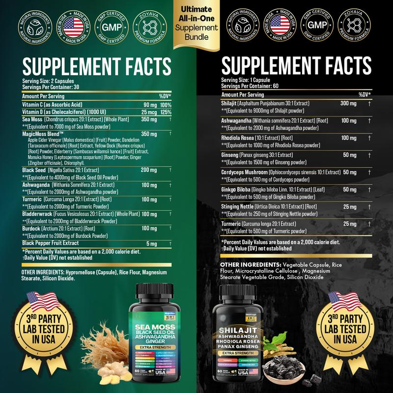 Dynamic Vitality Boost Duo: Sea Moss & Shilajit