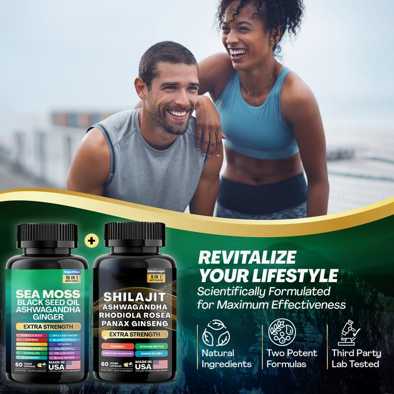 Dynamic Vitality Boost Duo: Sea Moss & Shilajit