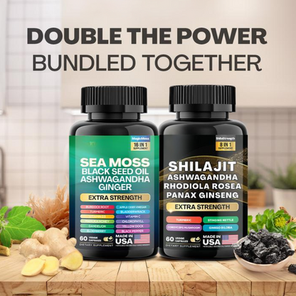 Dynamic Vitality Boost Duo: Sea Moss & Shilajit